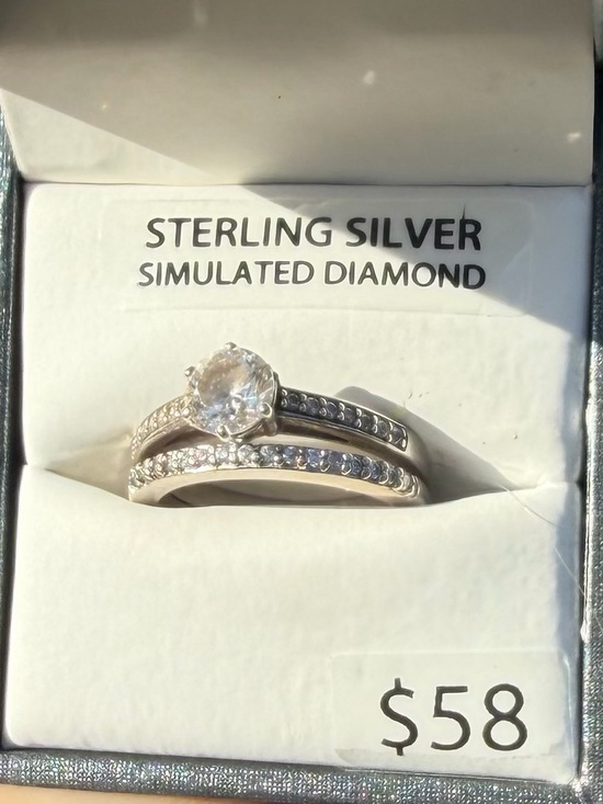 Jewelry - Sterling Silver Simulated Diamond Bridal Ring Set - Silver